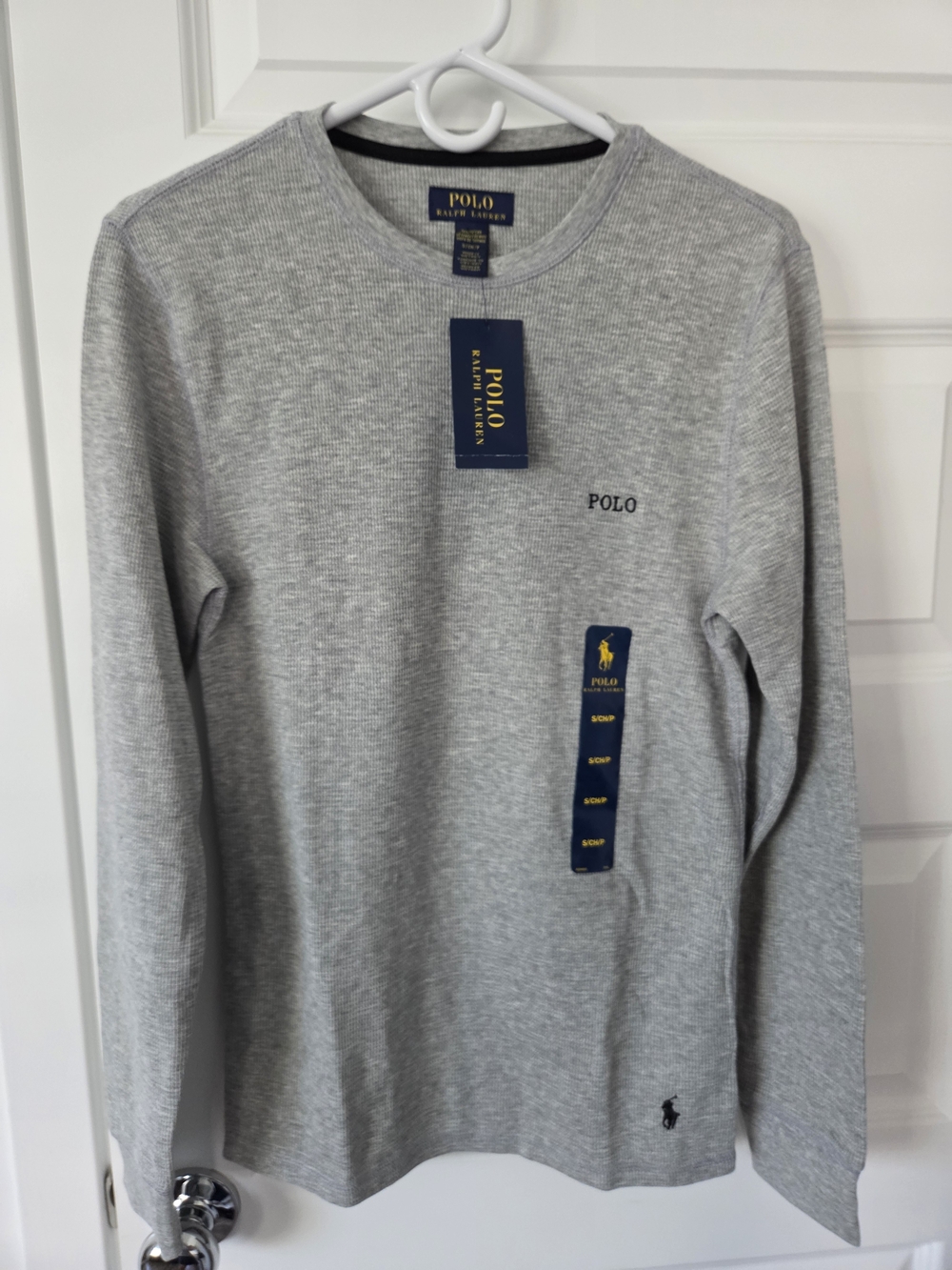 Polo by Ralph Lauren Light Heather Gray Long-Sleeve Thermal Tee Size  Retail $49